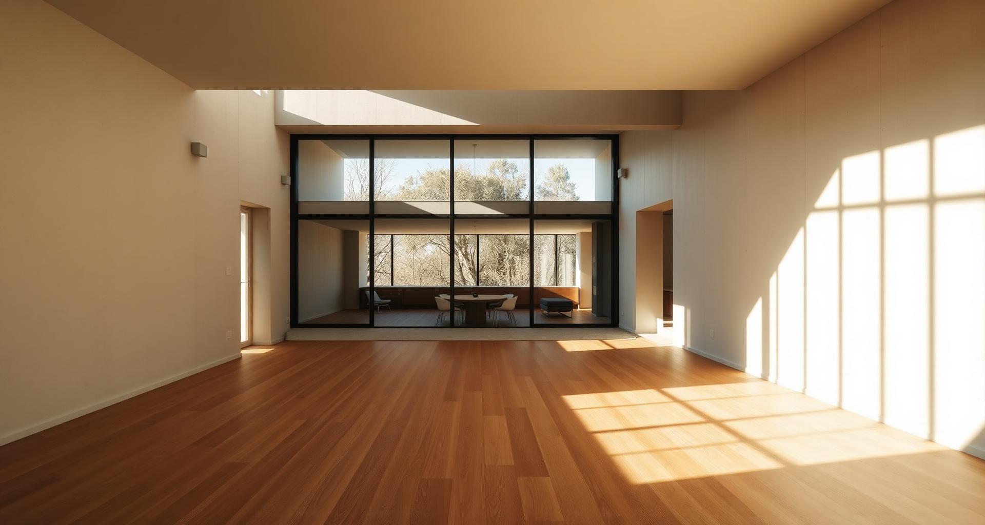 Sun-drenched architectural villa interior captured by the Houzes VIS engine